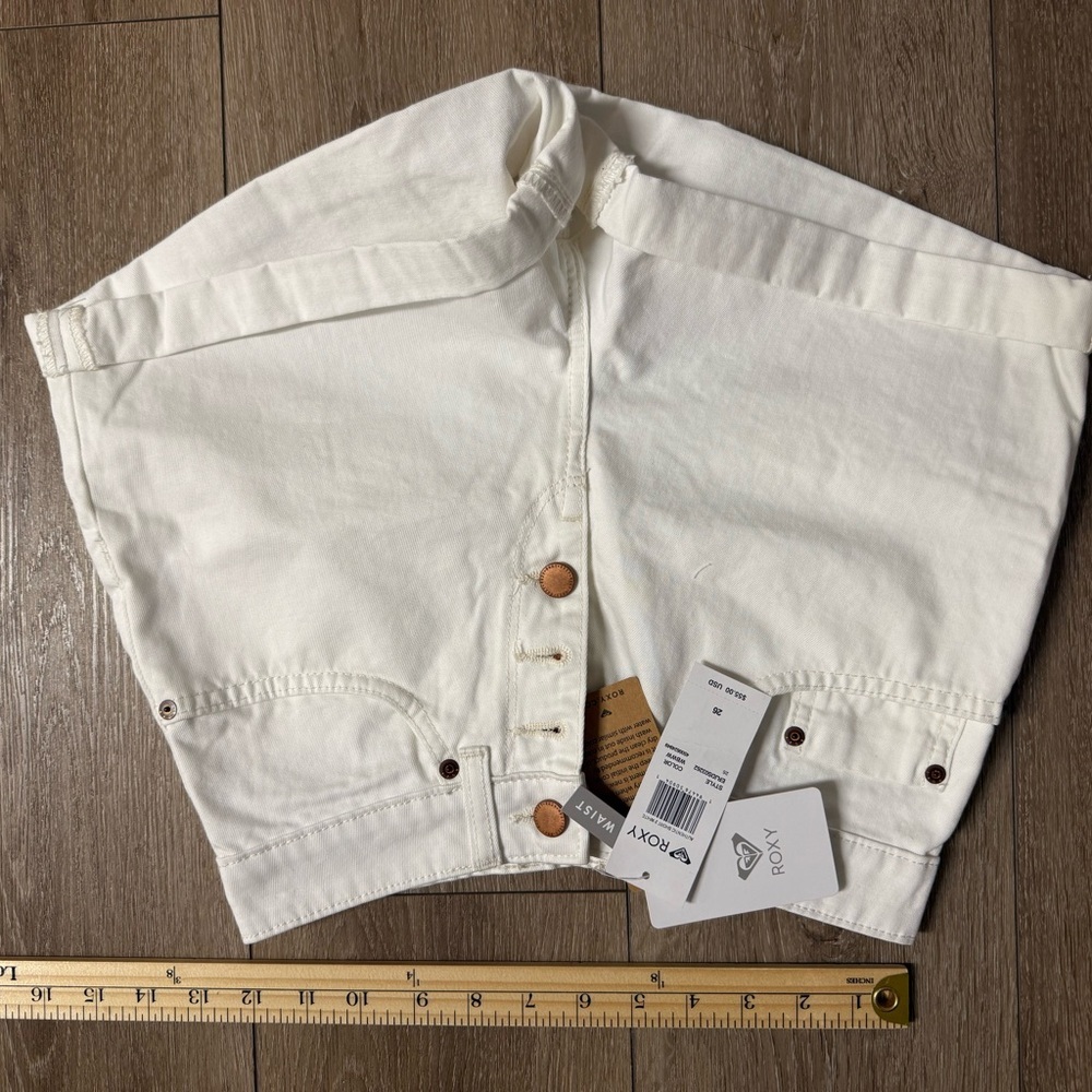 Roxy High Waist Cream Shorts - Picture 6 of 8
